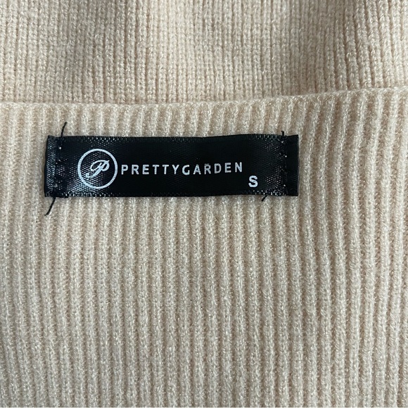 Prettygarden Ruched Knit Sweater. Apricot Puff Sleeve Y2K Style Top. Size Small - Picture 6 of 12